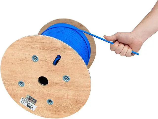 Main image of Monoprice Cat6A Plenum Bulk Cable - 500 Feet - Blue | UL, Solid, 650MHz, UTP, CMP, Bare Copper, 10G, 23AWG, TAA, For Computer Networking Cable, LAN, Modem, Router