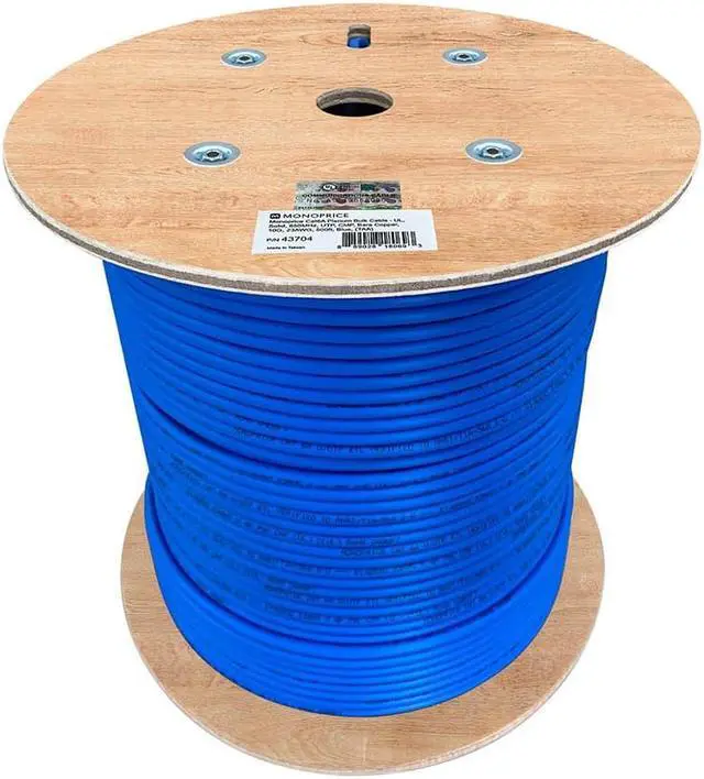 Alt view image 3 of 6 - Monoprice Cat6A Plenum Bulk Cable - 500 Feet - Blue | UL, Solid, 650MHz, UTP, CMP, Bare Copper, 10G, 23AWG, TAA, For Computer Networking Cable, LAN, Modem, Router