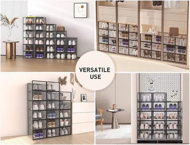 Alt view image 2 of 5 - MPM Shoe box 12pcs, Stackable Clear Plastic Shoe Organizer, Shoe Rack, Sneaker Storage Box with Lid, For Men and Women S