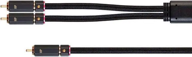 Alt view image 2 of 6 - Monoprice RCA to 2 RCA Pigtail Cable - 3 Feet - Black, M/M, Gold Plated, Double Shielded With Copper Braiding - Onix Series