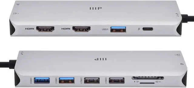 Alt view image 5 of 6 - Monoprice 13-in-1 Dual-HDMI + DisplayPort Multi-Stream Transport (MST) Dock