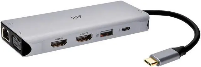 Main image of Monoprice 12-in-1 Dual-HDMI + VGA MST Triple Monitor Docking Station, Dual 4K HDMI, VGA, 5Gbps USBA, Gigabit Ethernet, SD/MicroSD Readers, 100W PD, 3.5mm Dual Audio/Microphone Jack