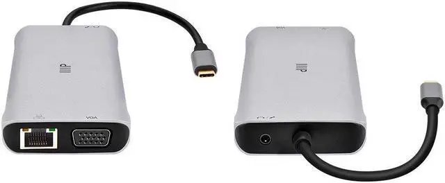 Alt view image 3 of 12 - Monoprice 12-in-1 Dual-HDMI + VGA MST Triple Monitor Docking Station, Dual 4K HDMI, VGA, 5Gbps USBA, Gigabit Ethernet, SD/MicroSD Readers, 100W PD, 3.5mm Dual Audio/Microphone Jack