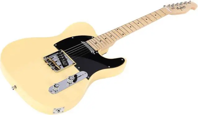 Alt view image 3 of 6 - Indio by Monoprice Retro DLX Plus Solid Ash Electric Guitar with Gig Bag - Blonde w/ Maple Fretboard