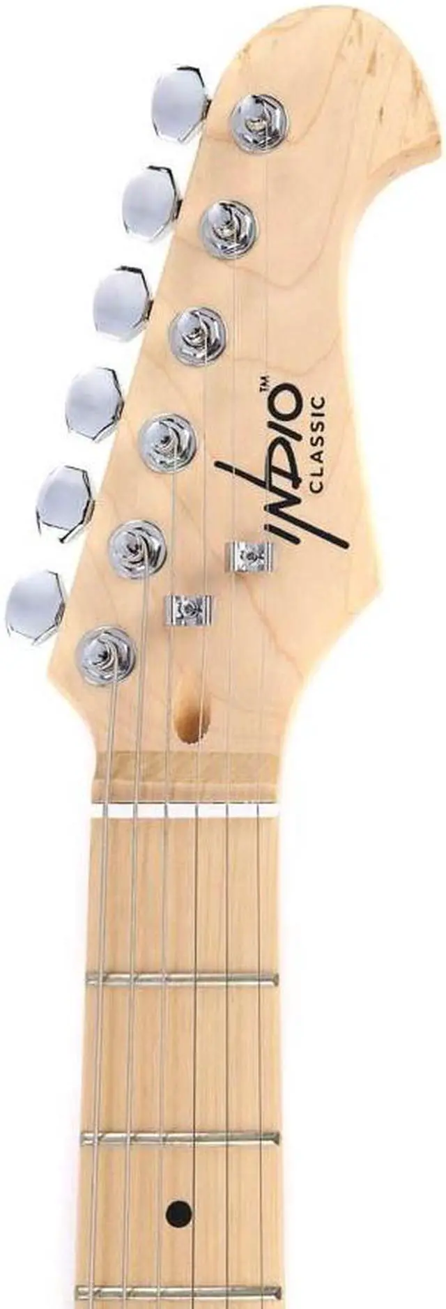 Alt view image 5 of 6 - Indio by Monoprice Retro DLX Plus Solid Ash Electric Guitar with Gig Bag - Blonde w/ Maple Fretboard