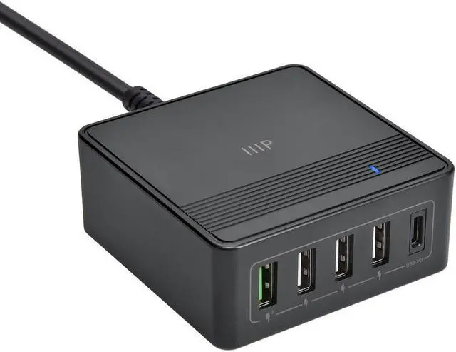 Main image of Monoprice 60W USB-C 5-Port Desktop Charging Station - Fast Charging, for Galaxy, MacBook Pro/Air, iPad, iPhone, Smartphones, Tablet, Laptop and More