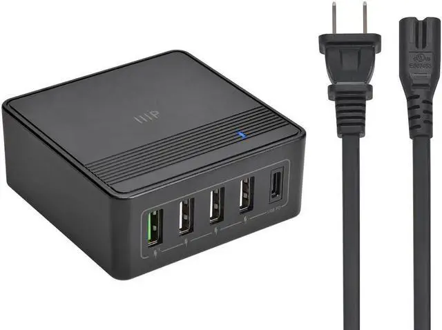 Alt view image 6 of 6 - Monoprice 60W USB-C 5-Port Desktop Charging Station - Fast Charging, for Galaxy, MacBook Pro/Air, iPad, iPhone, Smartphones, Tablet, Laptop and More