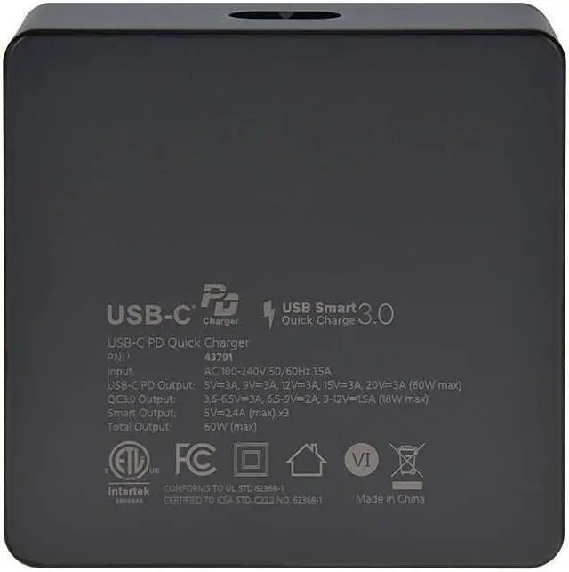 Alt view image 5 of 6 - Monoprice 60W USB-C 5-Port Desktop Charging Station - Fast Charging, for Galaxy, MacBook Pro/Air, iPad, iPhone, Smartphones, Tablet, Laptop and More