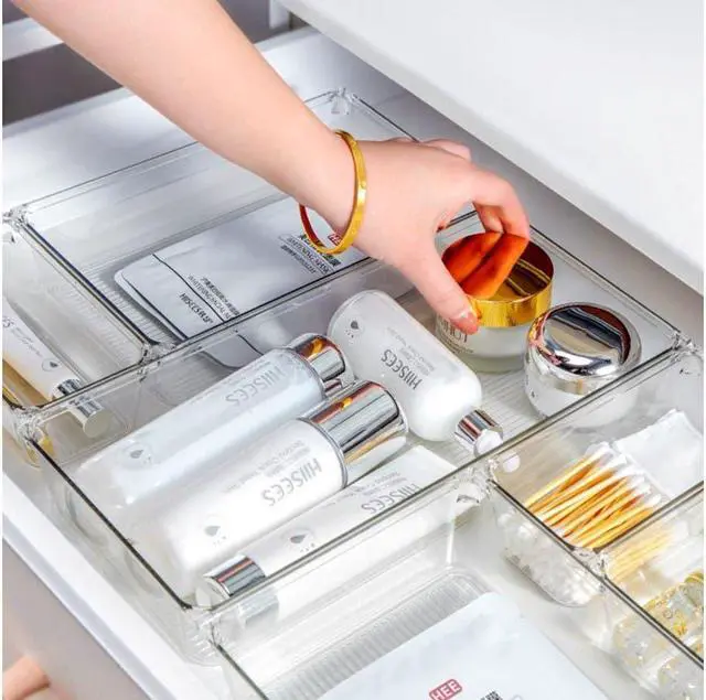Alt view image 2 of 6 - MPM 25pcs Drawer Organizer, 4 Sizes Clear Plastic Desk Divider Storage Bins, Multipurpose Trays, For Organization of Acc