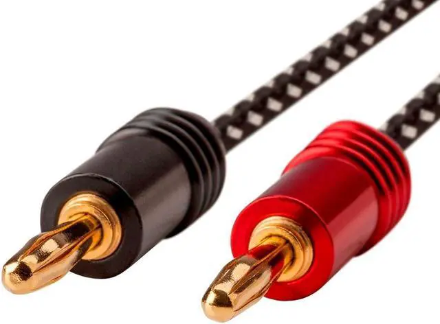 Alt view image 2 of 5 - Monoprice Speaker Wire, Braided with Banana Plugs, 2-Conductor, 14AWG, 25ft