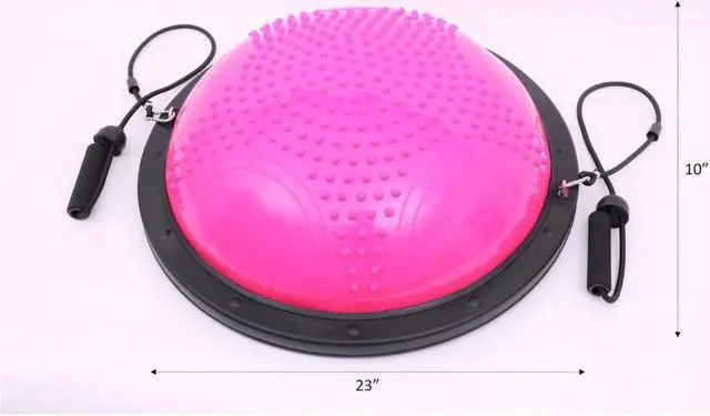Alt view image 4 of 6 - MPM Half Ball Balance Trainer Yoga Exercise Fitness Platform, Anti Slip, Core Workout Strength Training with 2 Resistanc