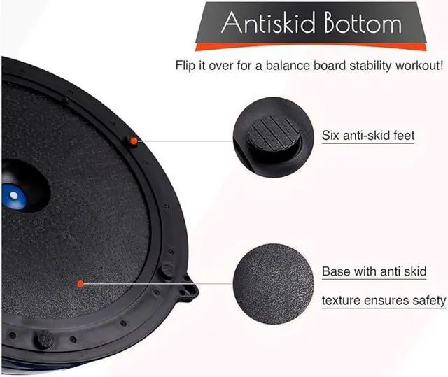 Alt view image 2 of 6 - MPM Half Ball Balance Trainer Yoga Exercise Fitness Platform, Anti Slip, Core Workout Strength Training with 2 Resistanc