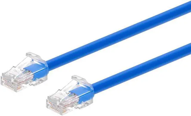 Alt view image 5 of 6 - Monoprice Cat6A Component Level Patch Cable - 7 Feet - Blue | UTP, 24AWG, 500MHz, Pure Bare Copper, Snagless RJ45, Ethernet Cable - Micro SlimRun Series