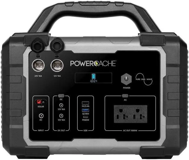 Alt view image 2 of 6 - Monoprice PowerCache 1000 Lithium Portable Power Station - Black/Grey
