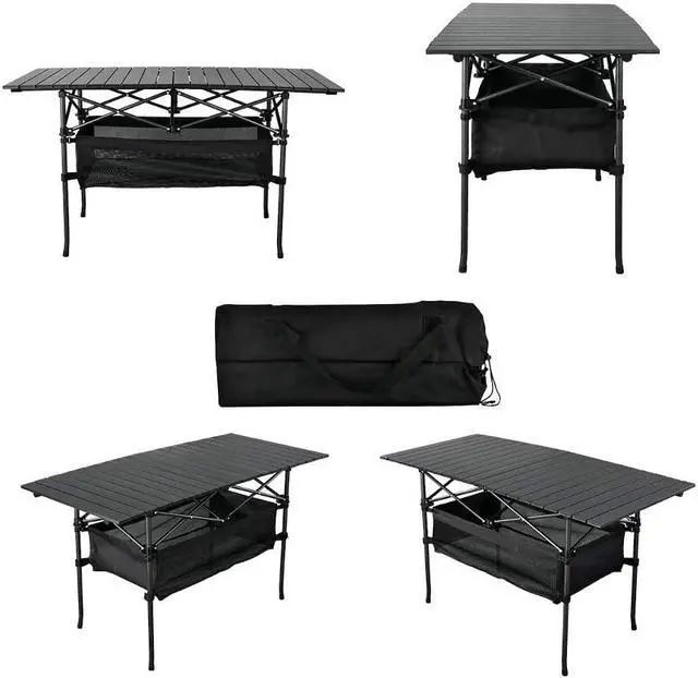 Alt view image 2 of 5 - MPM Outdoor Folding Portable Picnic Camping Table, Aluminum Roll-up Table with Carrying Bag for Beach Backyard BBQ Party
