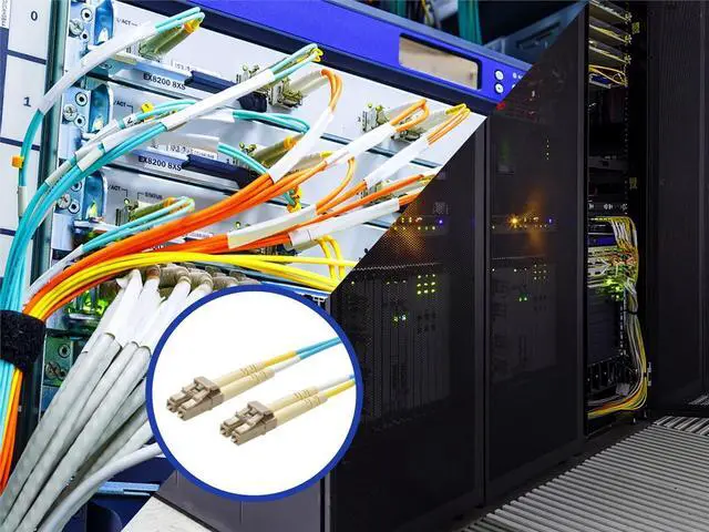 Alt view image 8 of 8 - Monoprice OM4 Fiber Optic Cable - 2 Meters - Aqua, LC/LC, UL, 50/125, Multi Mode, 10GB, OFNR, Corning, For High-Throughput Enterprise Networks
