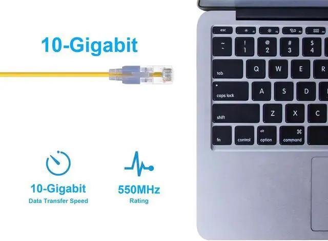 Alt view image 12 of 13 - Monoprice Cat6A Ethernet Patch Cable - 3 Feet - Yellow (10 Pack) Snagless RJ45 550Mhz UTP Pure Bare Copper Wire 10G 30AWG - SlimRun Series