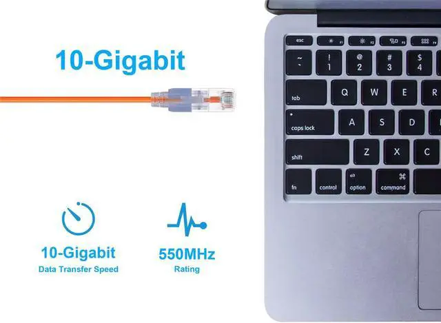 Alt view image 7 of 8 - Monoprice Cat6A Ethernet Patch Cable - 1 Feet - Orange (10 Pack) Snagless RJ45 550Mhz UTP Pure Bare Copper Wire 10G 30AWG - SlimRun Series