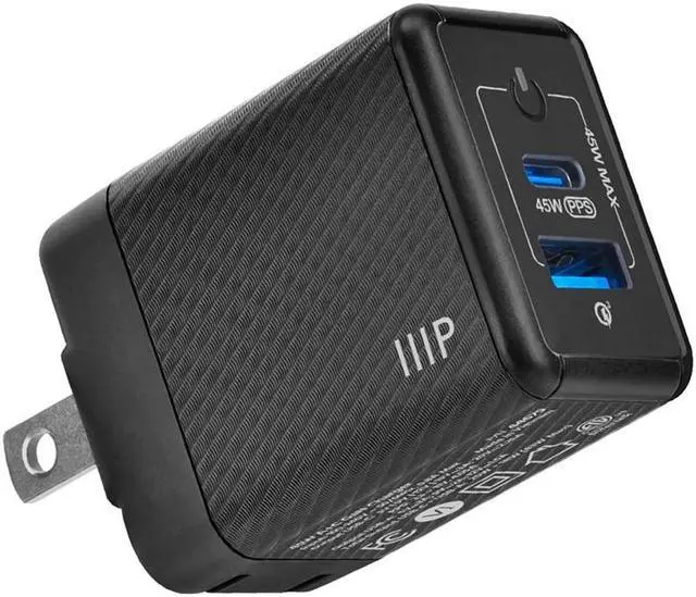 Main image of Monoprice Compact 2Port 45W GaN Charger with USBC & USBA Ports: For Laptops, Tablets, and Phones
