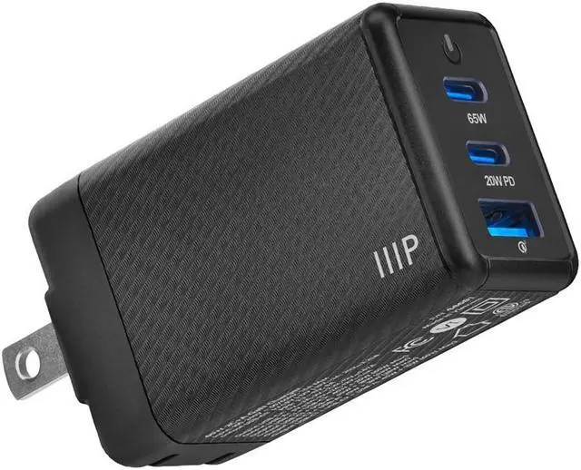 Main image of Monoprice Compact 3Port 65W GaN Charger: For Laptop, Tablets, and Phones