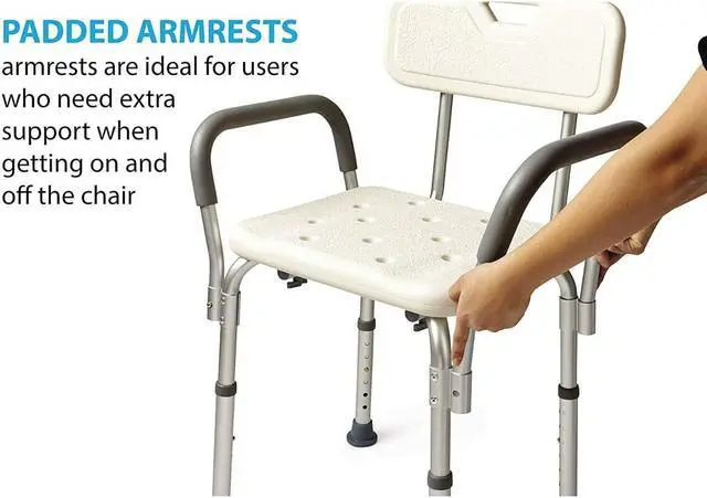 Alt view image 2 of 6 - Height Adjustable Bathtub Shower Chair for Inside Shower, Portable Bath Seat, 300 lbs with Arms and Back, for Elderly, Adults and Disabled