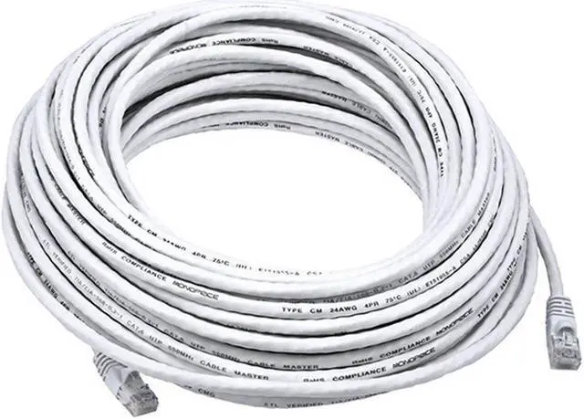 Alt view image 11 of 14 - Monoprice Cat6 Ethernet Patch Cable - 75 Feet - White | Network Internet Cord - RJ45, Stranded, 550Mhz, UTP, Pure Bare Copper Wire, 24AWG