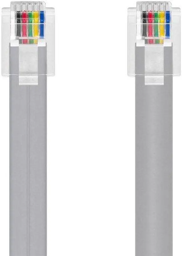 Alt view image 3 of 6 - Monoprice Phone cable - 25 Feet - Silver Satin Color, RJ12 Connectors (6P6C), Straight, Flat Cable Body For Data