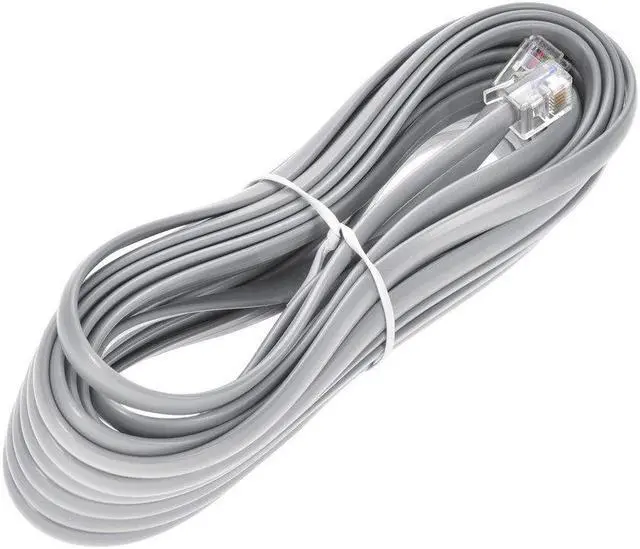 Alt view image 4 of 6 - Monoprice Phone cable - 25 Feet - Silver Satin Color, RJ12 Connectors (6P6C), Straight, Flat Cable Body For Data