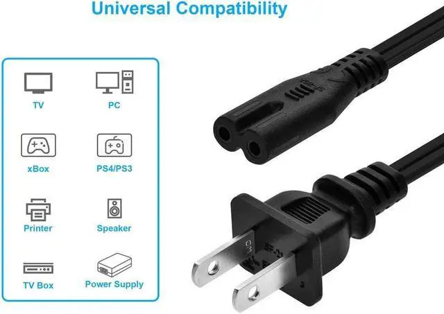 Alt view image 6 of 7 - Monoprice Power Cord - 1 Feet - Black | Non-Polarized NEMA 1-15P to Non-Polarized IEC 60320 C7, 18AWG, 10A, For Battery Chargers, Laptop Power Supplies
