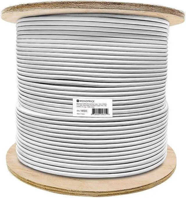Alt view image 6 of 8 - Monoprice Cat6A Ethernet Bulk Cable - 1000 Feet - White | Network Internet Cord - Solid, 550Mhz, FTP, CMR, Pure Bare Copper Wire, 10G, 23AWG, No Logo
