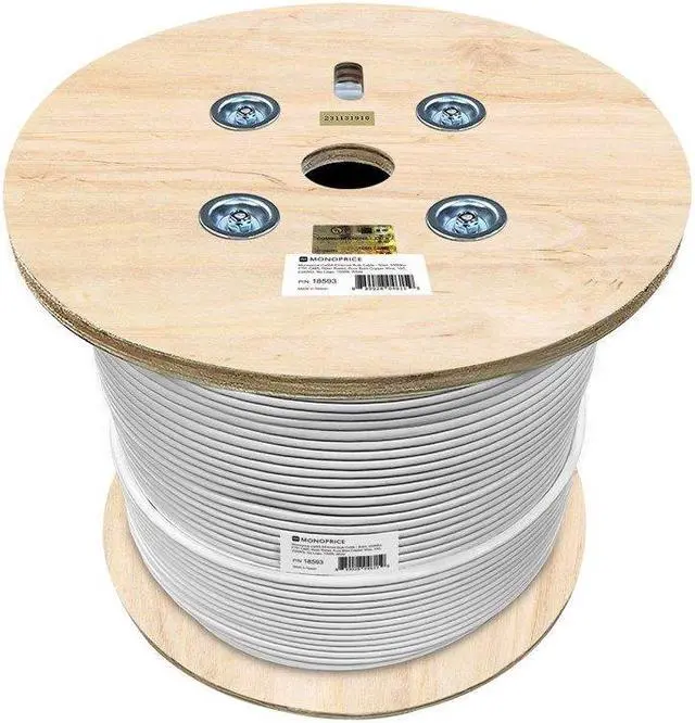 Alt view image 5 of 8 - Monoprice Cat6A Ethernet Bulk Cable - 1000 Feet - White | Network Internet Cord - Solid, 550Mhz, FTP, CMR, Pure Bare Copper Wire, 10G, 23AWG, No Logo