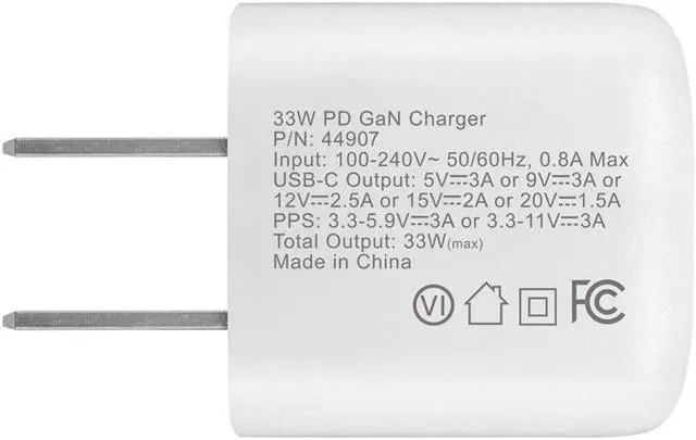 Alt view image 4 of 6 - Monoprice 33W USB-C Mini Cubic GaN Charger White