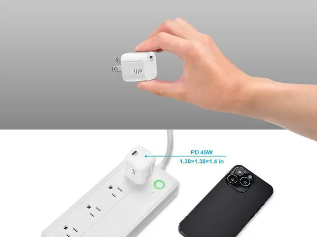 Alt view image 6 of 6 - Monoprice 45W USB-C Mini Cubic GaN Charger White