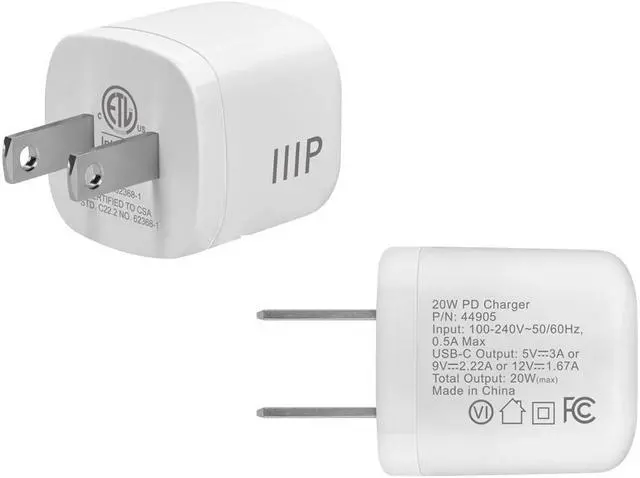 Alt view image 3 of 7 - Monoprice 20W USBC Mini Cubic Wall Charger White