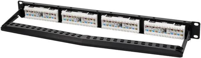Alt view image 4 of 7 - Monoprice 24-port Cat6 Unshielded UL Listed Patch Panel, 1U, 110/Dual IDC, with Wire Support Bar, Metal front, PoE+ (TAA)