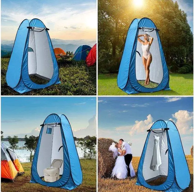 Alt view image 2 of 5 - 6FT Pop Up Privacy Tent Instant Shower Tent Portable Outdoor Rain Shelter, Camp Toilet, Dressing Changing Room with Carry Bag blue