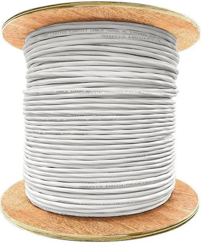 Alt view image 6 of 8 - Monoprice Speaker Wire, CL2 Rated, 4-Conductor, 16AWG, 1000ft, White