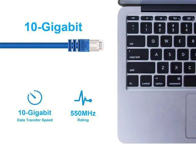 Alt view image 13 of 19 - Monoprice Cat6A Ethernet Patch Cable - 50 Feet - Blue | Snagless RJ45, Stranded, 550Mhz, STP, Pure Bare Copper Wire, 10G,26AWG