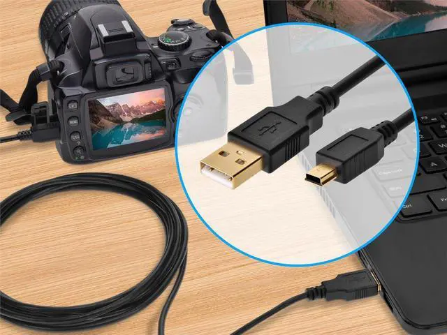 Alt view image 9 of 13 - Monoprice 10ft USB A to mini-B 5pin 28/28AWG Cable, Black