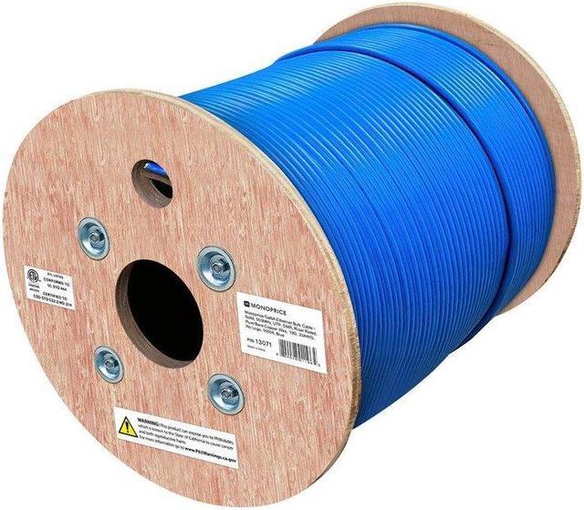 Alt view image 7 of 15 - Monoprice Cat6A Ethernet Bulk Cable - Network Internet Cord - Solid, 550Mhz, UTP, CMR, Pure Bare Copper Wire, 10G, 23AWG, No Logo, 1000ft, Blue
