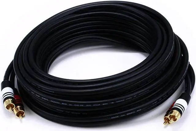 Alt view image 2 of 7 - Monoprice Premium Two-Channel Audio Cable - 25 Feet - Black | 2 RCA Plug to 2 RCA Plug 22AWG, Male to Male