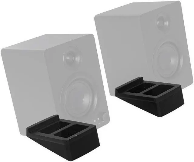 Alt view image 2 of 6 - Monoprice Tilted Wedge Desktop Speaker Stands (Pair) for Small Sized Speakers, Anti-Vibration, 15 Degrees of Tilt, For Bookshelf Speakers and Studio Monitors