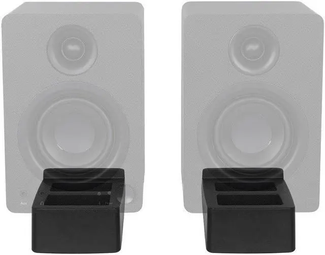 Alt view image 3 of 6 - Monoprice Tilted Wedge Desktop Speaker Stands (Pair) for Small Sized Speakers, Anti-Vibration, 15 Degrees of Tilt, For Bookshelf Speakers and Studio Monitors