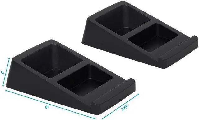 Alt view image 5 of 6 - Monoprice Tilted Wedge Desktop Speaker Stands (Pair) for Small Sized Speakers, Anti-Vibration, 15 Degrees of Tilt, For Bookshelf Speakers and Studio Monitors