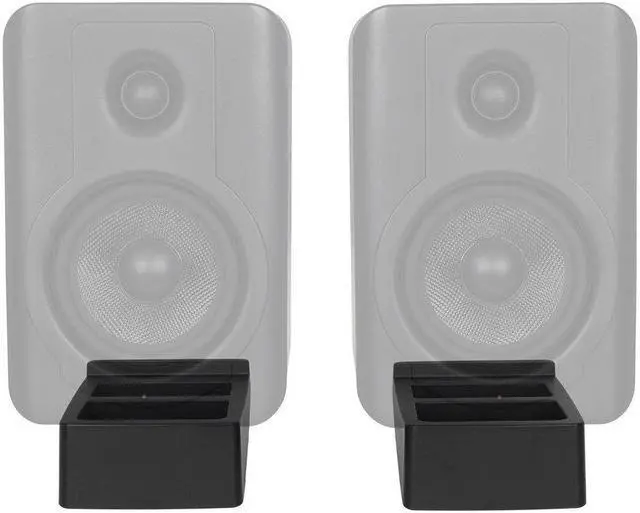 Alt view image 3 of 6 - Monoprice Tilted Wedge Desktop Speaker Stands for Medium Sized Speakers, Speaker Riser, Anti-Vibration, 15 Degrees of Tilt, Pair, For Bookshelf Speakers and Studio Monitors