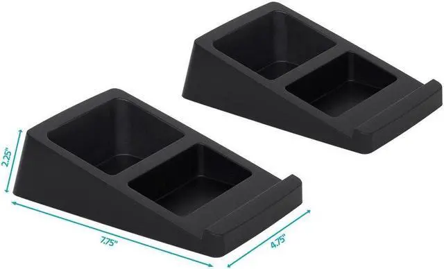 Alt view image 5 of 6 - Monoprice Tilted Wedge Desktop Speaker Stands for Medium Sized Speakers, Speaker Riser, Anti-Vibration, 15 Degrees of Tilt, Pair, For Bookshelf Speakers and Studio Monitors