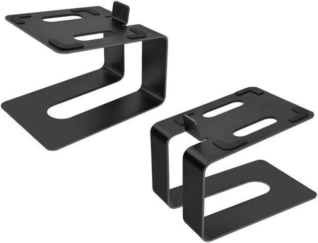 Main image of Monoprice Tilted Metal Desktop Bookshelf Speaker Stands Risers Pair with Vibration Absorption Pads, Supports up to 33lbs with 10° of Tilt, Perfect for Most Fit Bookshelf Speakers and Studio Monitors