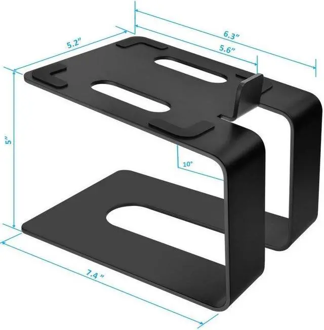 Alt view image 4 of 6 - Monoprice Tilted Metal Desktop Bookshelf Speaker Stands Risers Pair with Vibration Absorption Pads, Supports up to 33lbs with 10° of Tilt, Perfect for Most Fit Bookshelf Speakers and Studio Monitors