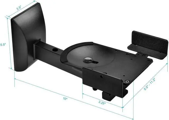 Alt view image 3 of 6 - Monoprice Universal Bookshelf Speaker Wall Mount Brackets, Swivel, Tilt, Dual Side Clamping, Large Bookshelf/Surround Sound Speakers up to 55 lbs., Pair