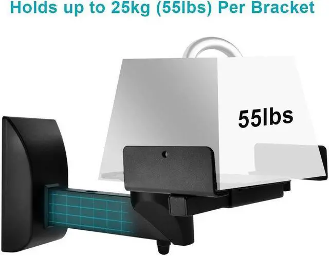 Alt view image 4 of 6 - Monoprice Universal Bookshelf Speaker Wall Mount Brackets, Swivel, Tilt, Dual Side Clamping, Large Bookshelf/Surround Sound Speakers up to 55 lbs., Pair